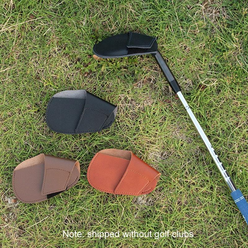 Leather Golf Club Cover Protective Cap For Clubs - Black