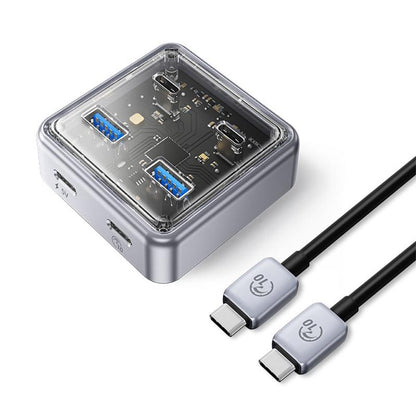 4-Port Usb 3.0 Hub Converter Compact Silver