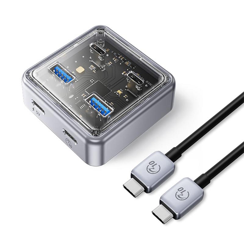 4-Port Usb 3.0 Hub Converter Compact Silver