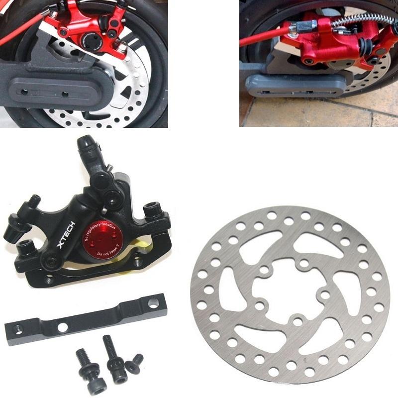 Upgraded 3-in-1 Scooter Brake & Seat Set for Xiaomi M365 Pro - Red Brake + Silver Adapter