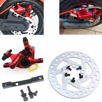Upgraded 3-in-1 Scooter Brake & Seat Set for Xiaomi M365 Pro - Red Brake + Silver Adapter