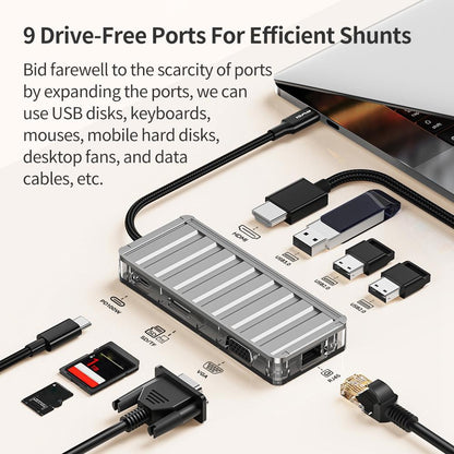 9-In-1 Multi-Function Type-C Hub Adapter Grey