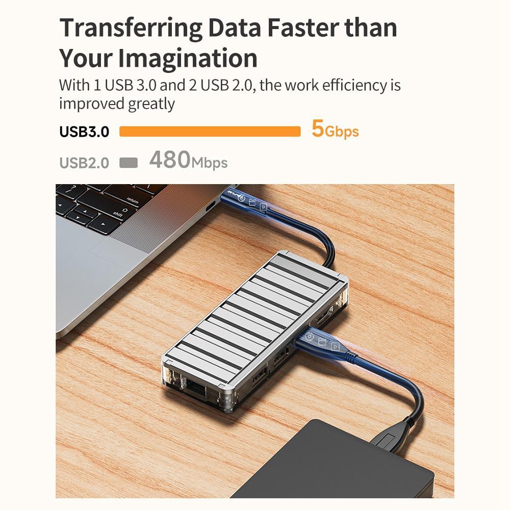 9-In-1 Multi-Function Type-C Hub Adapter Grey