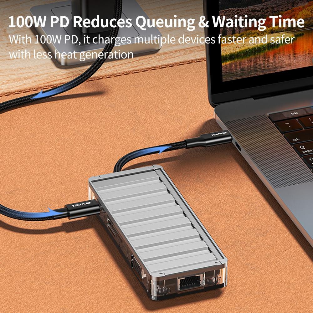 9-In-1 Multi-Function Type-C Hub Adapter Grey