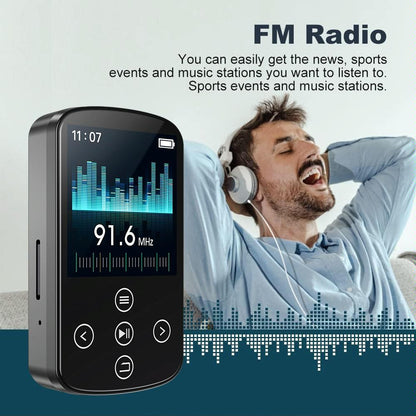 Touch Screen Mp3 Bluetooth Music Player 128Gb Memory Hifi Sports Clip - No Tf Card