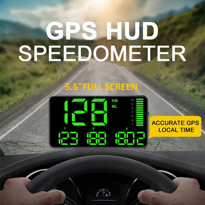 Universal 5.5 Inch Hud Car Head Up Display Gps Speed Meter & Alarm
