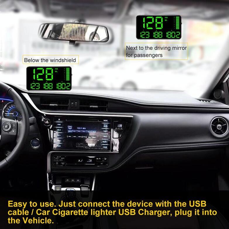 Universal 5.5 Inch Hud Car Head Up Display Gps Speed Meter & Alarm