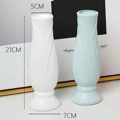 Imitation Porcelain Petal Vase for Drop-proof Home Decor - Green