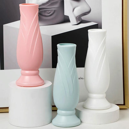 Imitation Porcelain Petal Vase for Drop-proof Home Decor - Green