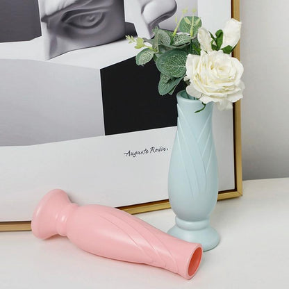 Imitation Porcelain Petal Vase for Drop-proof Home Decor - Green