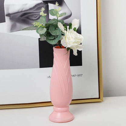 Imitation Porcelain Petal Vase for Drop-proof Home Decor - Green