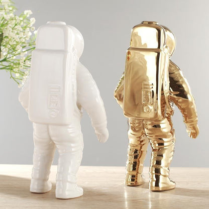 Spacewalker Ceramic Vase with Dried Flowers - Tabletop Decor Tool - White