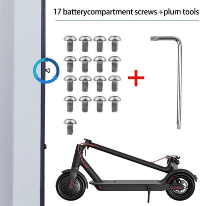 17-piece Battery Compartment Base Plate Set for Xiaomi Mijia M365 Pro - White Plum Screw