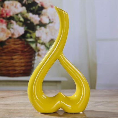 Creative Heart-shaped Ceramic Flower Vase for Home Office or Wedding Decor - Black