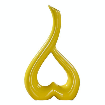 Creative Heart-shaped Ceramic Flower Vase for Home Office or Wedding Decor - Black