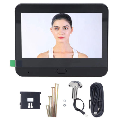 1080P Wifi Smart Cat Eye Video Doorbell With 4.3 Colour Screen And Hidden Graffiti Design - Black
