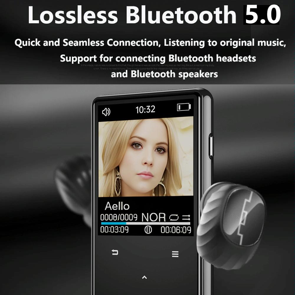 16Gb Portable Bluetooth Mp3 / Mp4 Music Player Black - 8Gb