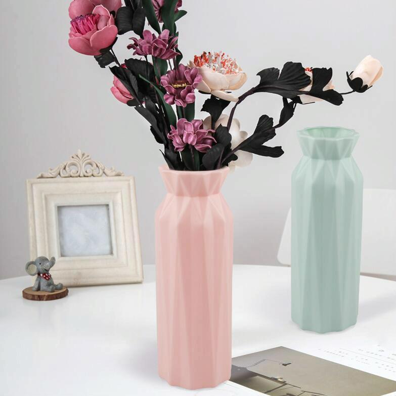 2-pack Plastic Round Vases - Simple Anti-fall Home Decor Ornaments - Green