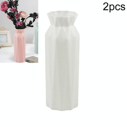 2-pack Plastic Round Vases - Simple Anti-fall Home Decor Ornaments - Green