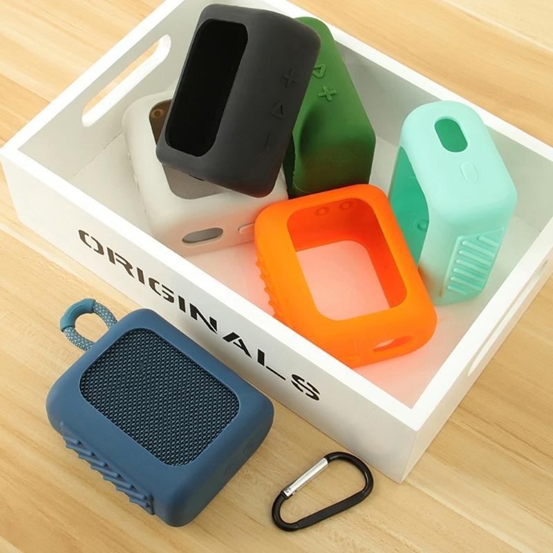 Portable Silicone Cover for Jbl Go3 Speaker with Carabiner - Red