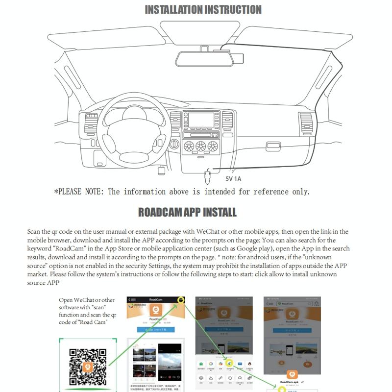 1080p Wifi Dash Cam with 170 Degree Wide Angle Lens - Hidden Car Recorder Black