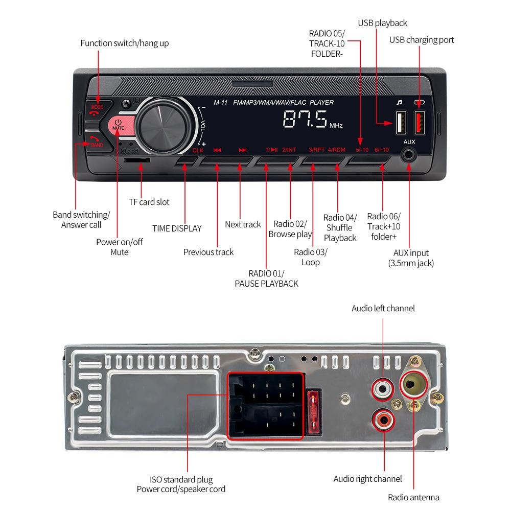 Car Bluetooth Mp3 Player With Eq Sound & Fast Charge - Black