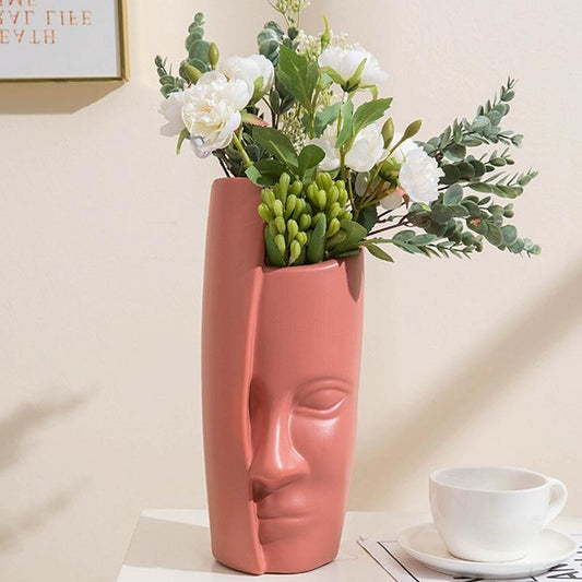 Thickened Drop-proof Vase with Dried Flower Ornaments - Rose Pink