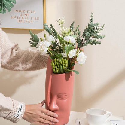 Thickened Drop-proof Vase with Dried Flower Ornaments - Rose Pink