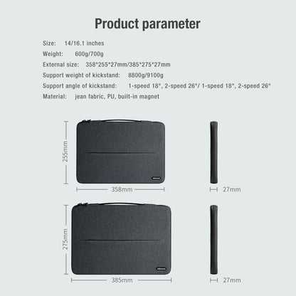 16.0 Inch Commuter Laptop Sleeve - Multifunctional - Dark Gray