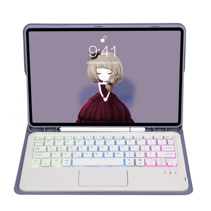 Bluetooth Keyboard Leather Tablet Case For Ipad 10.2 / 10.5 / Air 2019 With Touch Pad & Backlight - Sky Blue