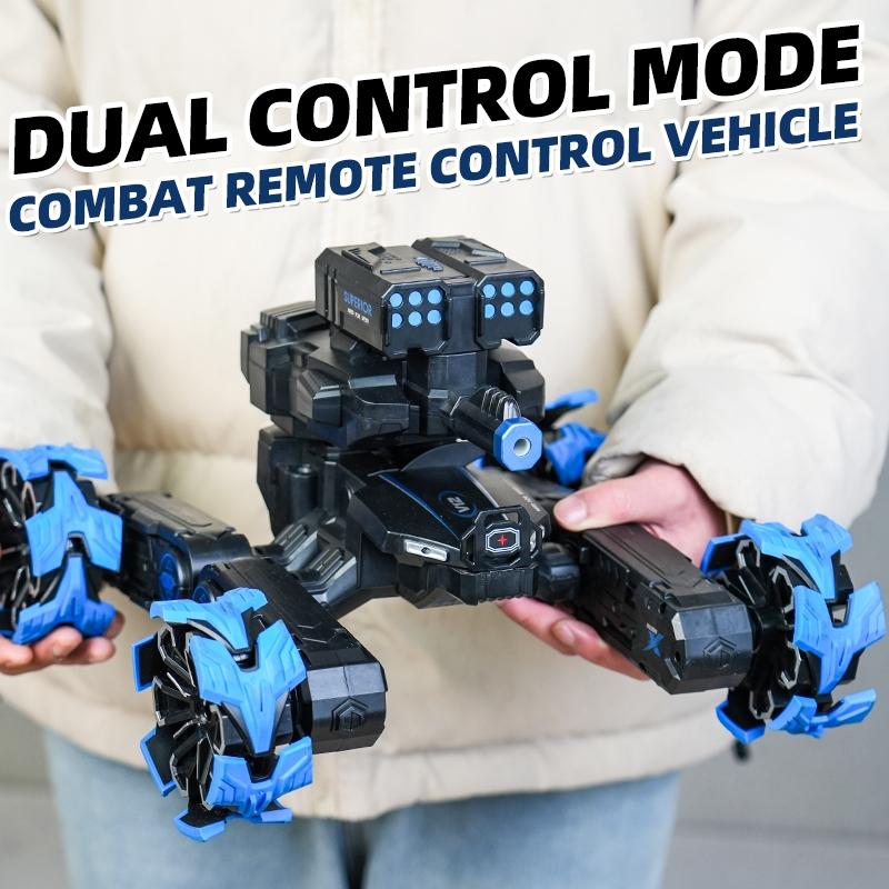 Remote Control Water Bomb Car - Four-wheel Battle Blooming Tire Spray - Blue
