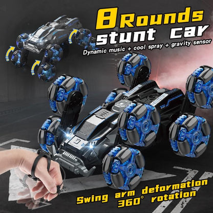 Stunt Drift Remote Control Car - Dual Control Eight Wheels - Blue