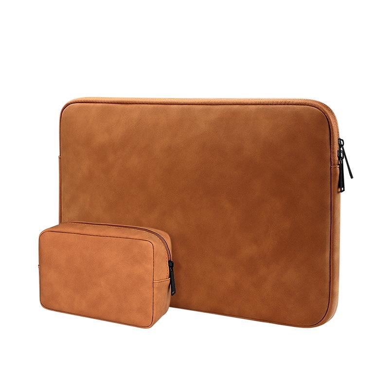 Lightweight Waterproof Lambskin Laptop Sleeve - Fits 14.1-15.4 Inches - Gray