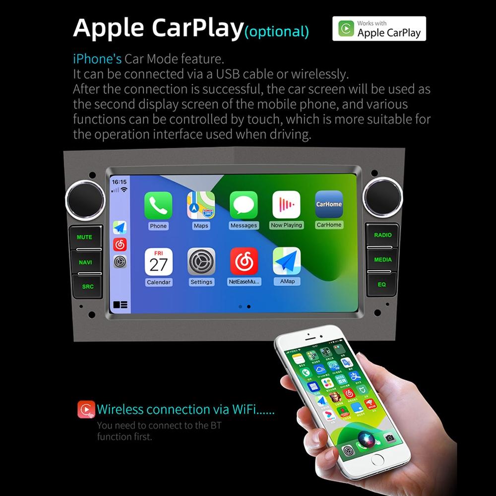 7 Inch Car Mp5 Player With Dab Function & Carplay / Android Auto For Opel - 1Gb + 16Gb - 2Gb + 32Gb Black