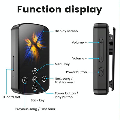 Touch Screen Mp3 Bluetooth Music Player 128Gb Memory Hifi Sports Clip - 8Gb