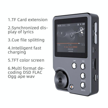 Lossless Dsd256 Music Player Silver Gray - With 64Gb Tf Card