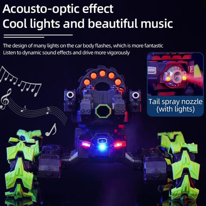 Remote Control Car - Dual Control Soft Bomb - Four-wheel Battle Blooming Tire Spray - Blue