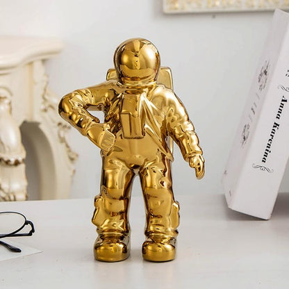 Salute Astronaut Ceramic Vase - Tabletop Decor with Dried Flowers - White