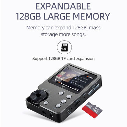 Lossless Dsd256 Music Player Silver Gray - With 128Gb Tf Card