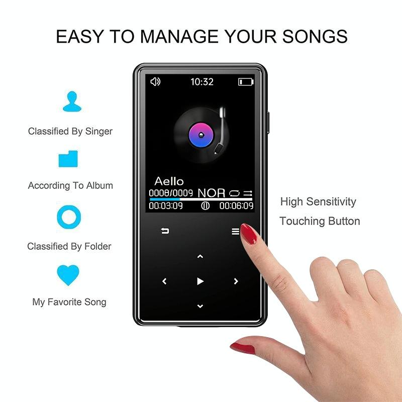 16Gb Portable Bluetooth Mp3 / Mp4 Music Player Black - 32Gb