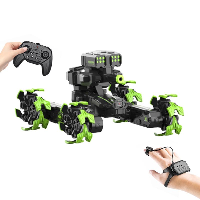 Remote Control Water Bomb Car - Dual Control Four-wheel Battle Blooming Tire Spray - Blue