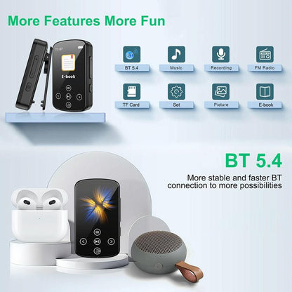 Touch Screen Mp3 Bluetooth Music Player 128Gb Memory Hifi Sports Clip - 32Gb