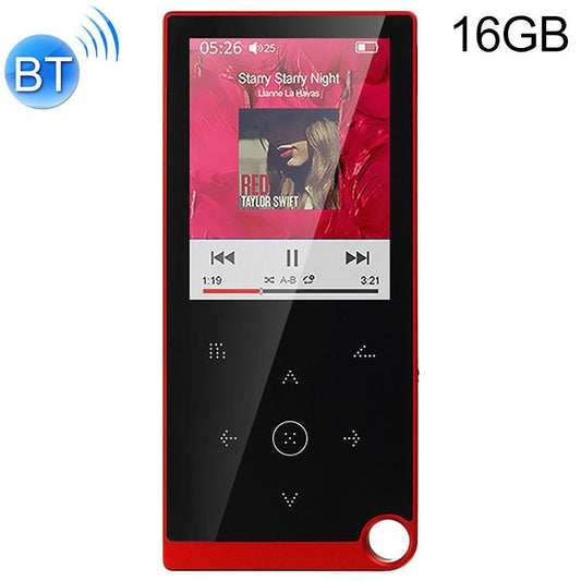 2.4 Inch Touch Mp4 / Mp3 Player 16Gb Memory Bluetooth E Book Alarm Timer - Red