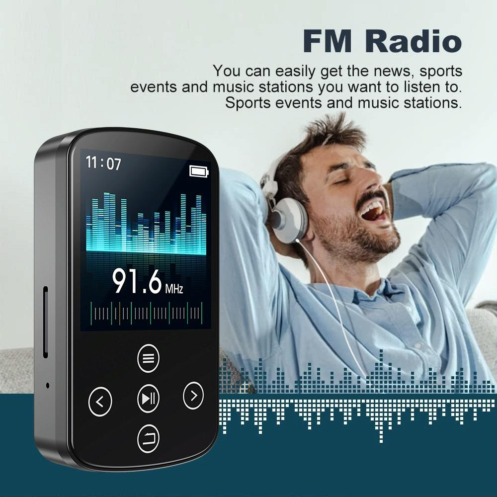 Touch Screen Mp3 Bluetooth Music Player 128Gb Memory Hifi Sports Clip - 128Gb