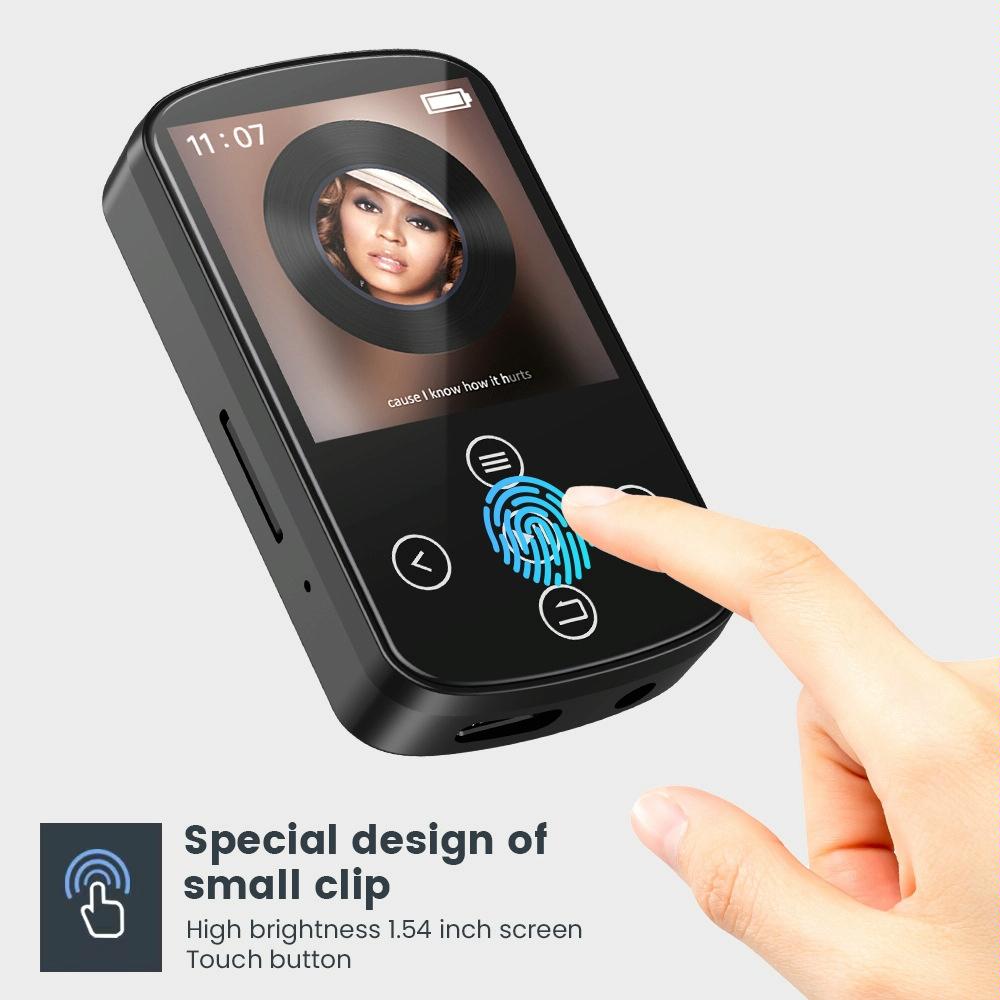 Touch Screen Mp3 Bluetooth Music Player 128Gb Memory Hifi Sports Clip - 128Gb