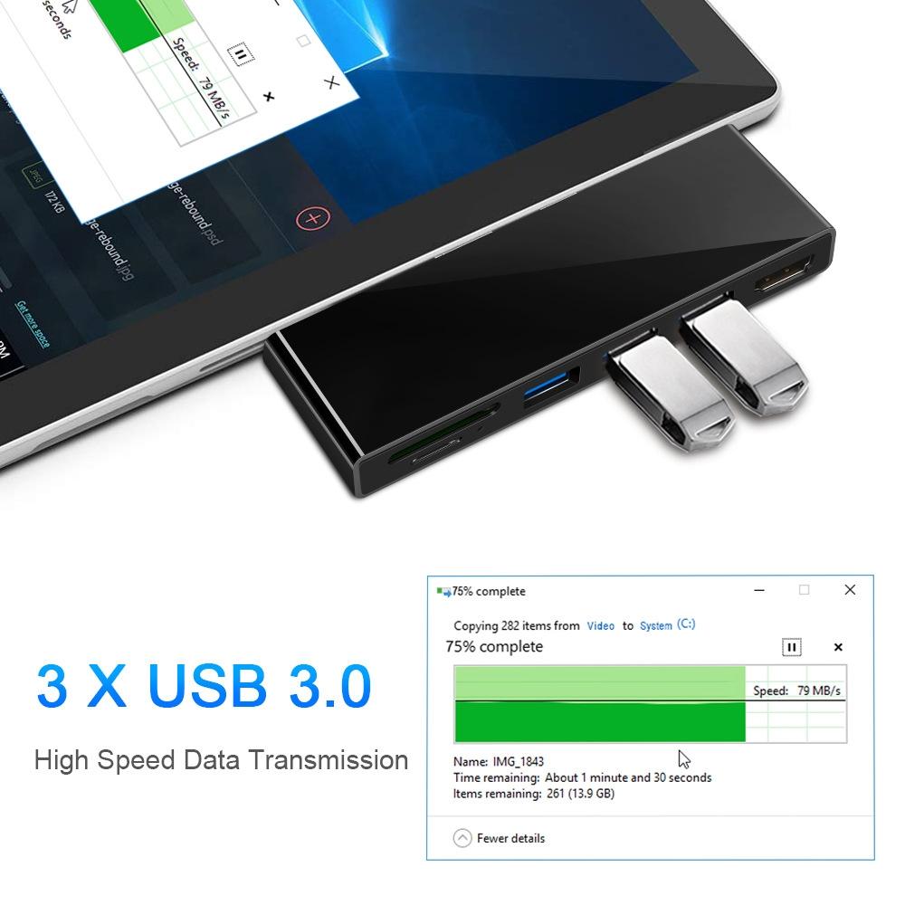 3-Port Usb 3.0 + Hdmi + Sd / Tf Card Reader Hub With 4K Hdmi Adapter