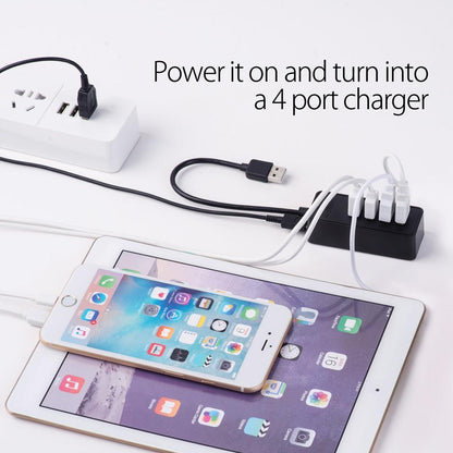Usb 2.0 Desktop Hub With Micro Usb Cable And Power Supply