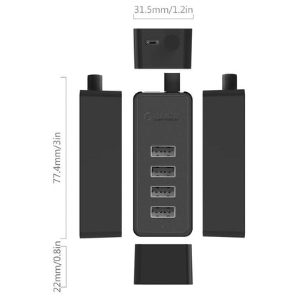 Usb 2.0 Desktop Hub With Micro Usb Cable And Power Supply