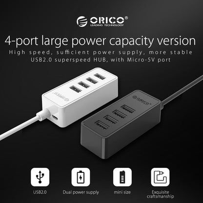 Usb 2.0 Desktop Hub With Micro Usb Cable And Power Supply