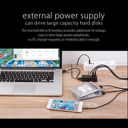 Usb 2.0 Desktop Hub With Micro Usb Cable And Power Supply